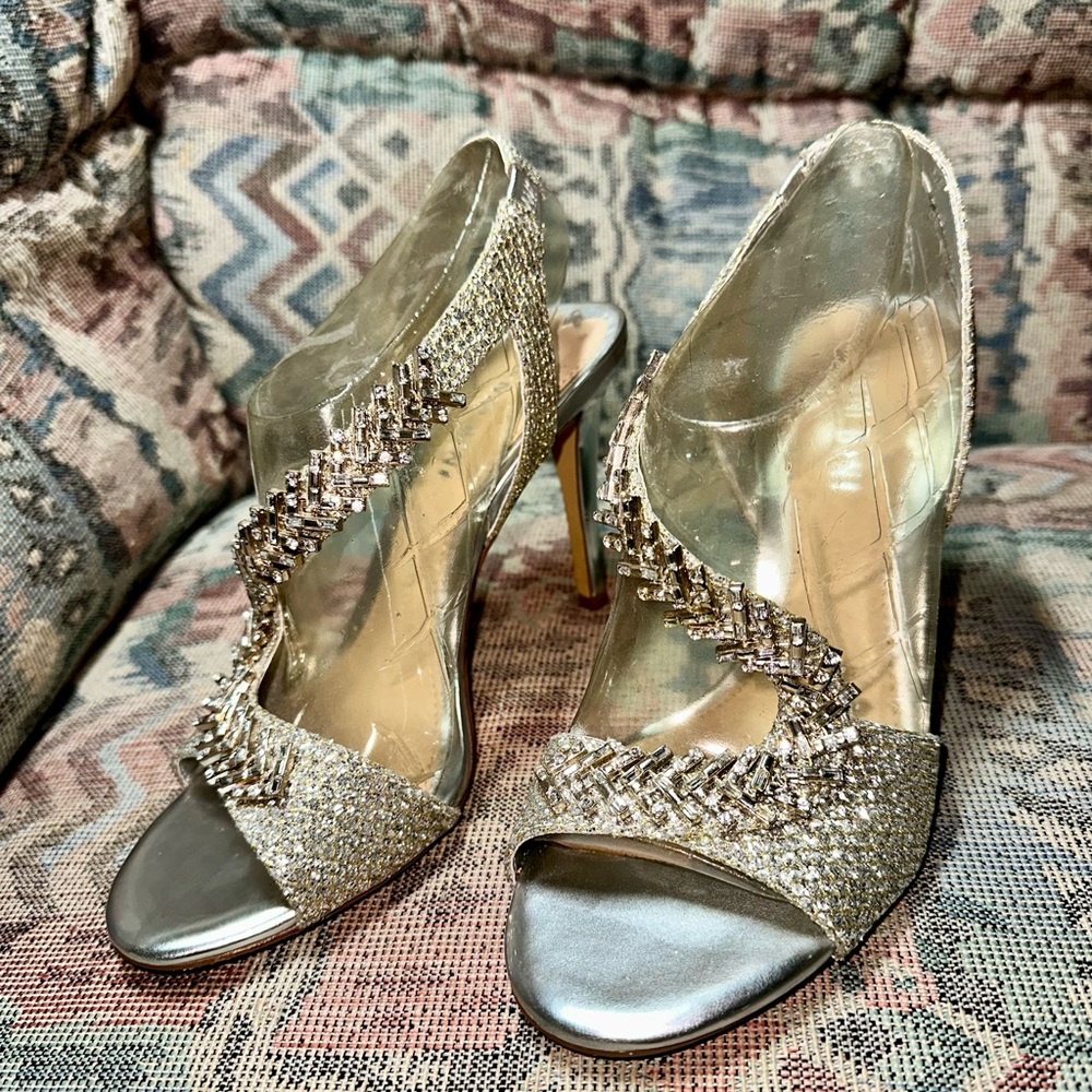 Gianni Bini slingback sequin rhinestone embellished dress heels